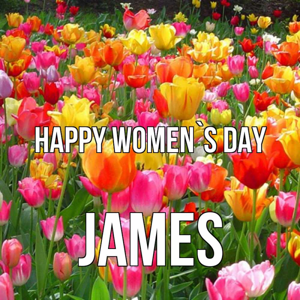 Greetings card с именем, James happy women`s day на международный женский день Greetings with text for free download 